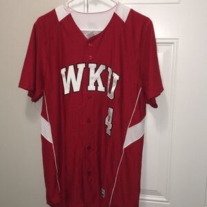 Authentic Sewn #4 men’s Red Western Kentucky Hilltoppers Baseball Team Jersey